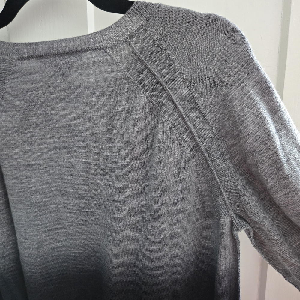 Johnston & Murphy Sweater, Mens Large V Neck Gray & Black Ombre 100% Merino Wool - Picture 9 of 12